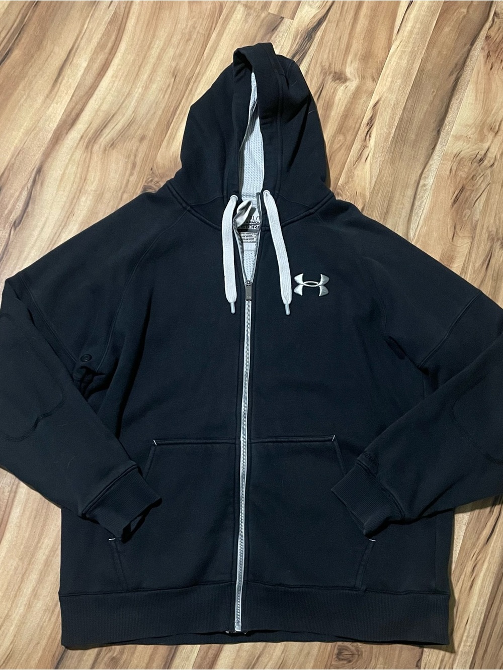 Y2K Under Armour Storm Full Zip Heavy Jacket Black Cotton Blend Men's Size XL